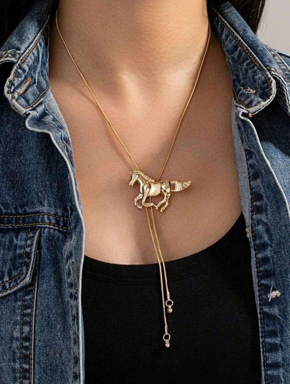 NEW! 18K Gold Plated Horse Pendant Lariat Necklace - Women Jewelry